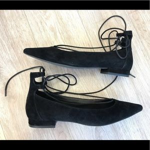 Steve Madden Cruise Suade Black lace up flats sz 9